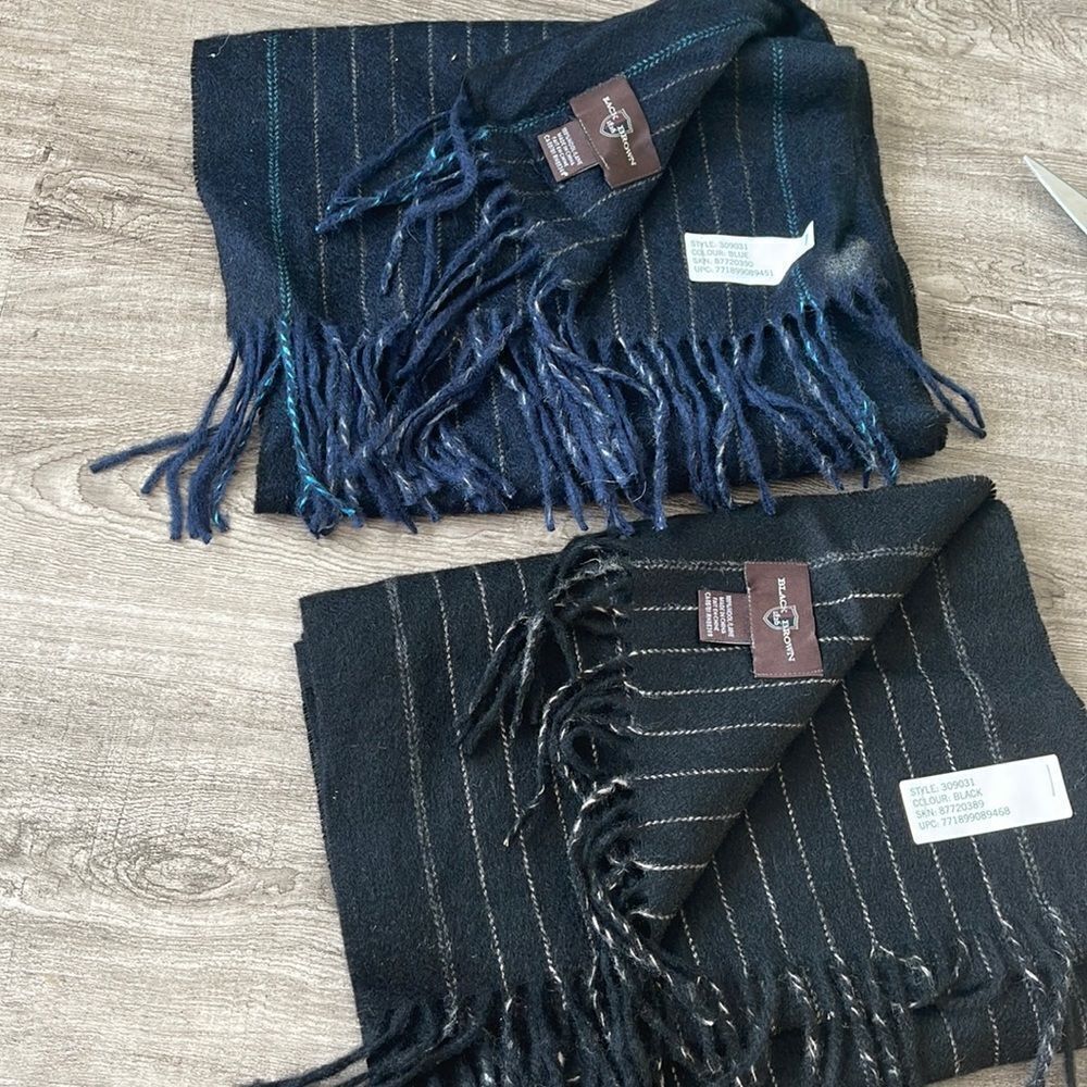 Black Brown Lot of 2 Wool Scarves . New .